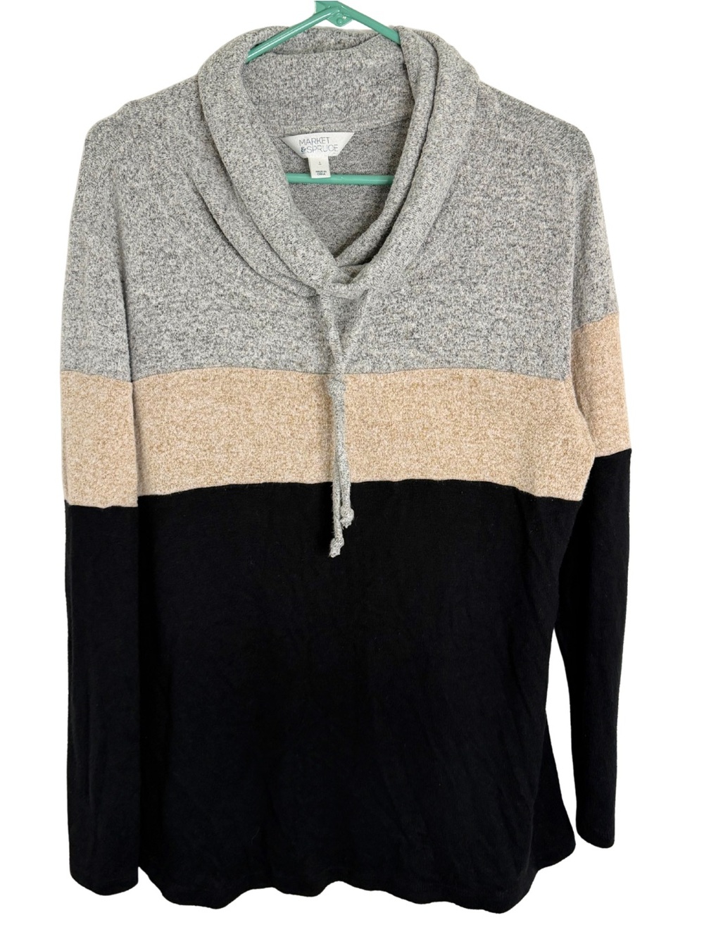 3/$20 Market & Spruce Colorblock Cowl Neck Lightweight Sweater Size Large
